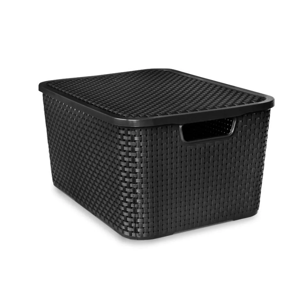 Caixa Organizadora com Tampa Rattan Arqplast 15 Litros - Preto