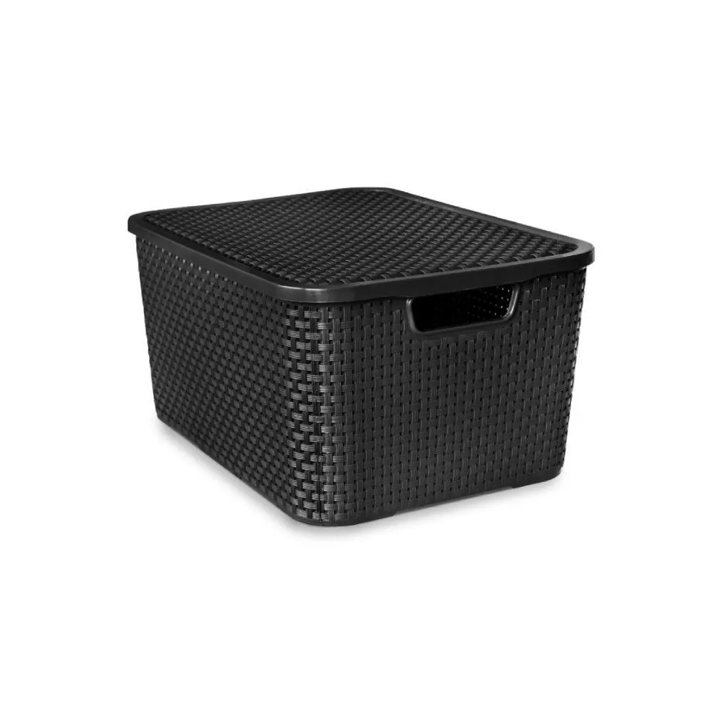 Caixa Organizadora com Tampa Rattan Arqplast 7 Litros - Preto