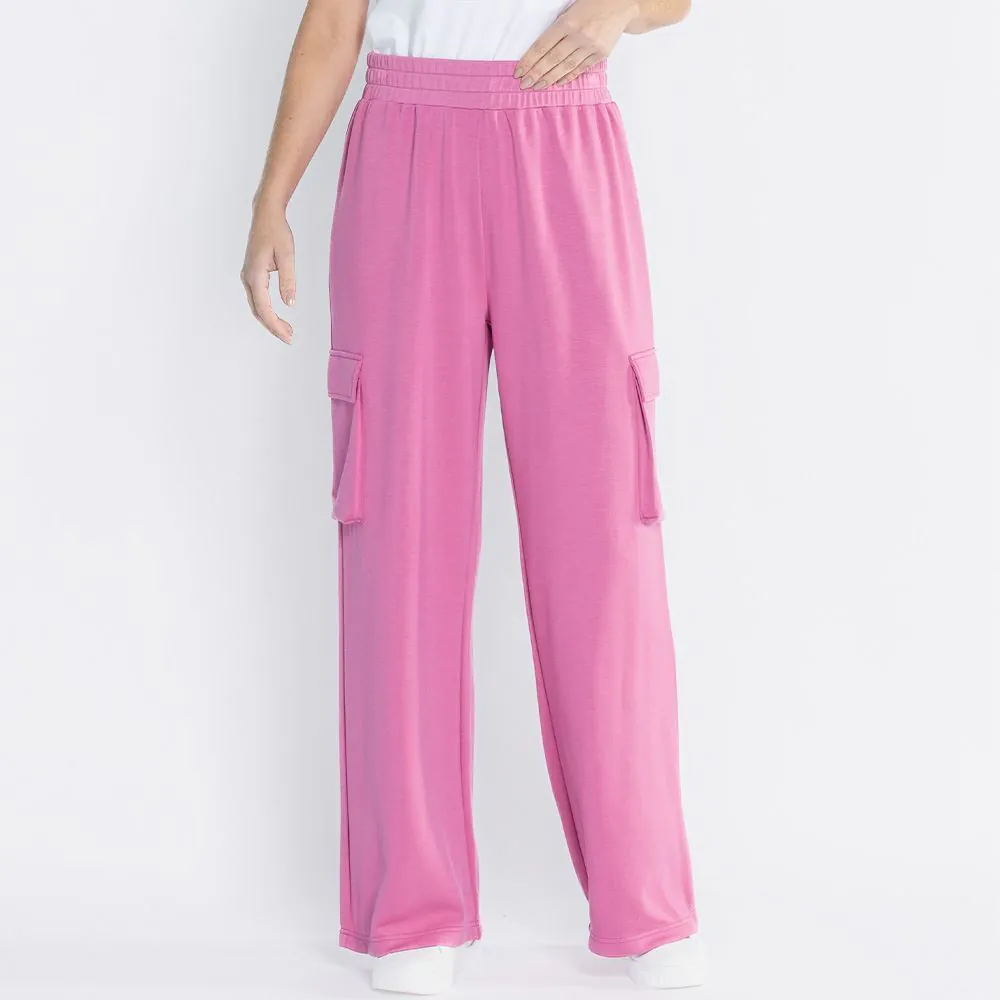 Calça Cargo Feminina de Malha Viscose Boby Blues Rosa Cha