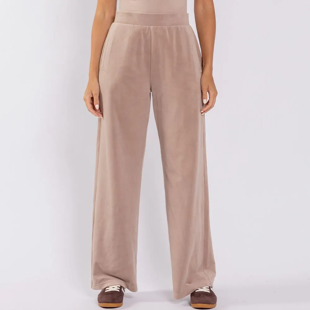 Calça Feminina Esportiva Wide Leg em Plush Scream Bege Fendi