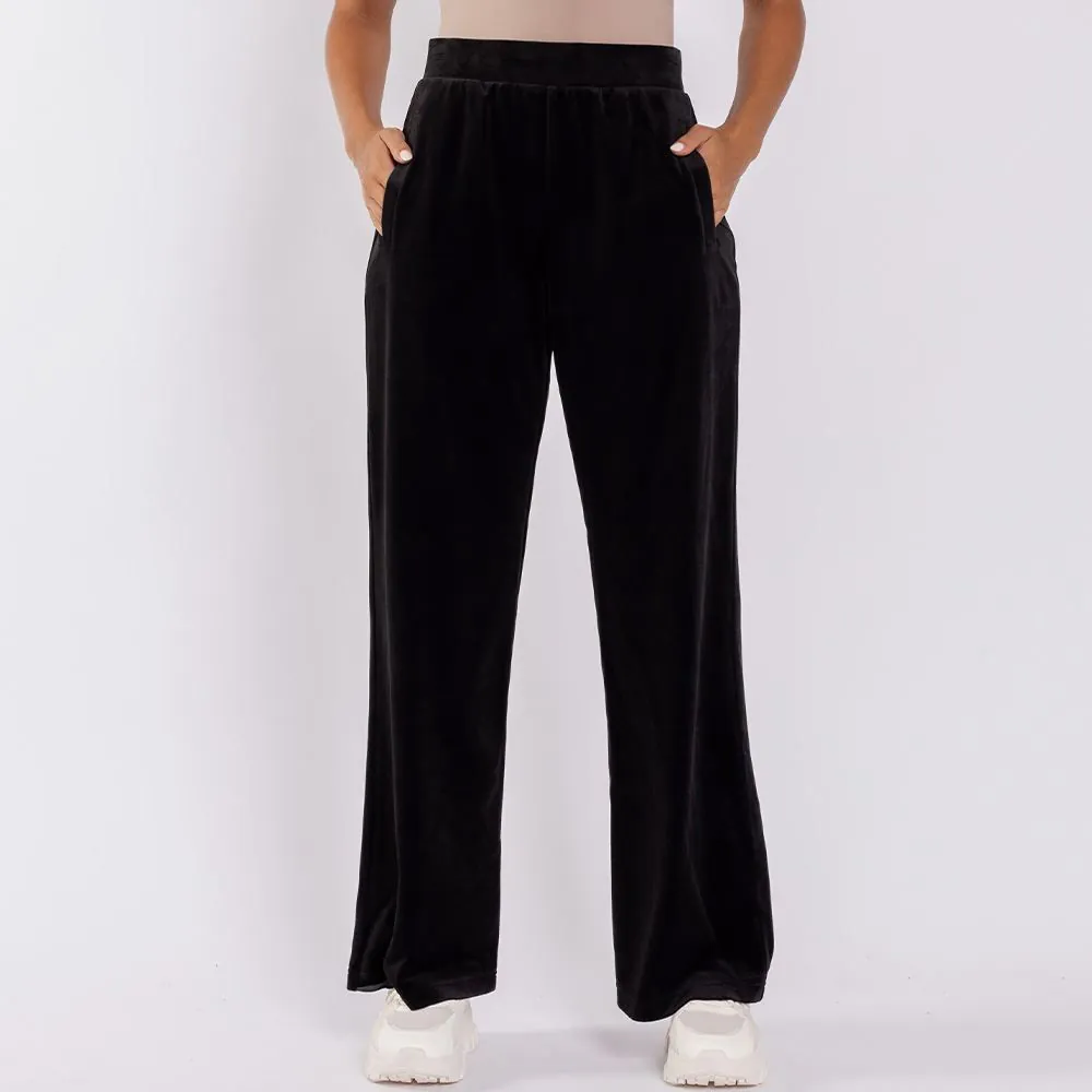 Calça Feminina Esportiva Wide Leg em Plush Scream Preto