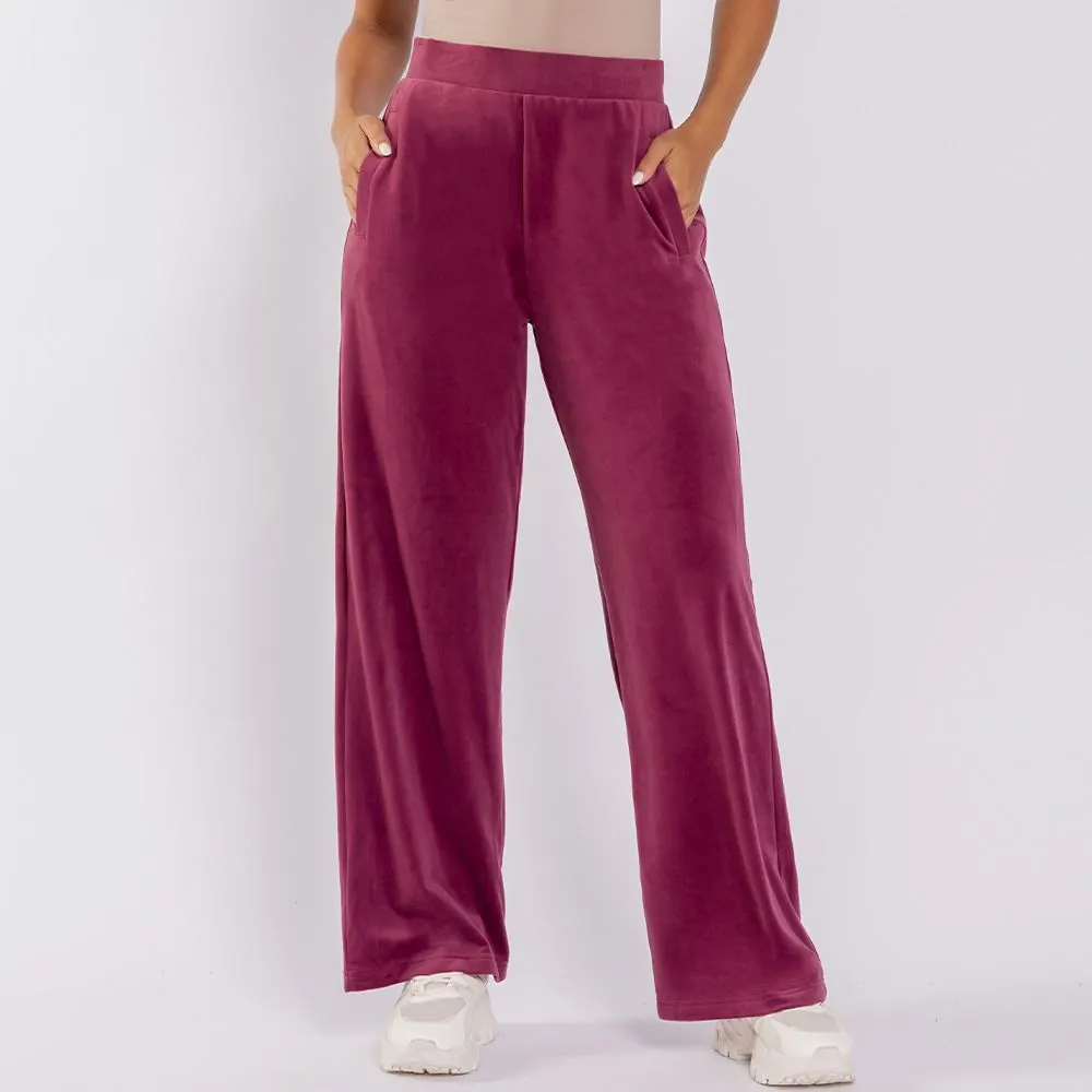 Calça Feminina Esportiva Wide Leg em Plush Scream Rosa Malve