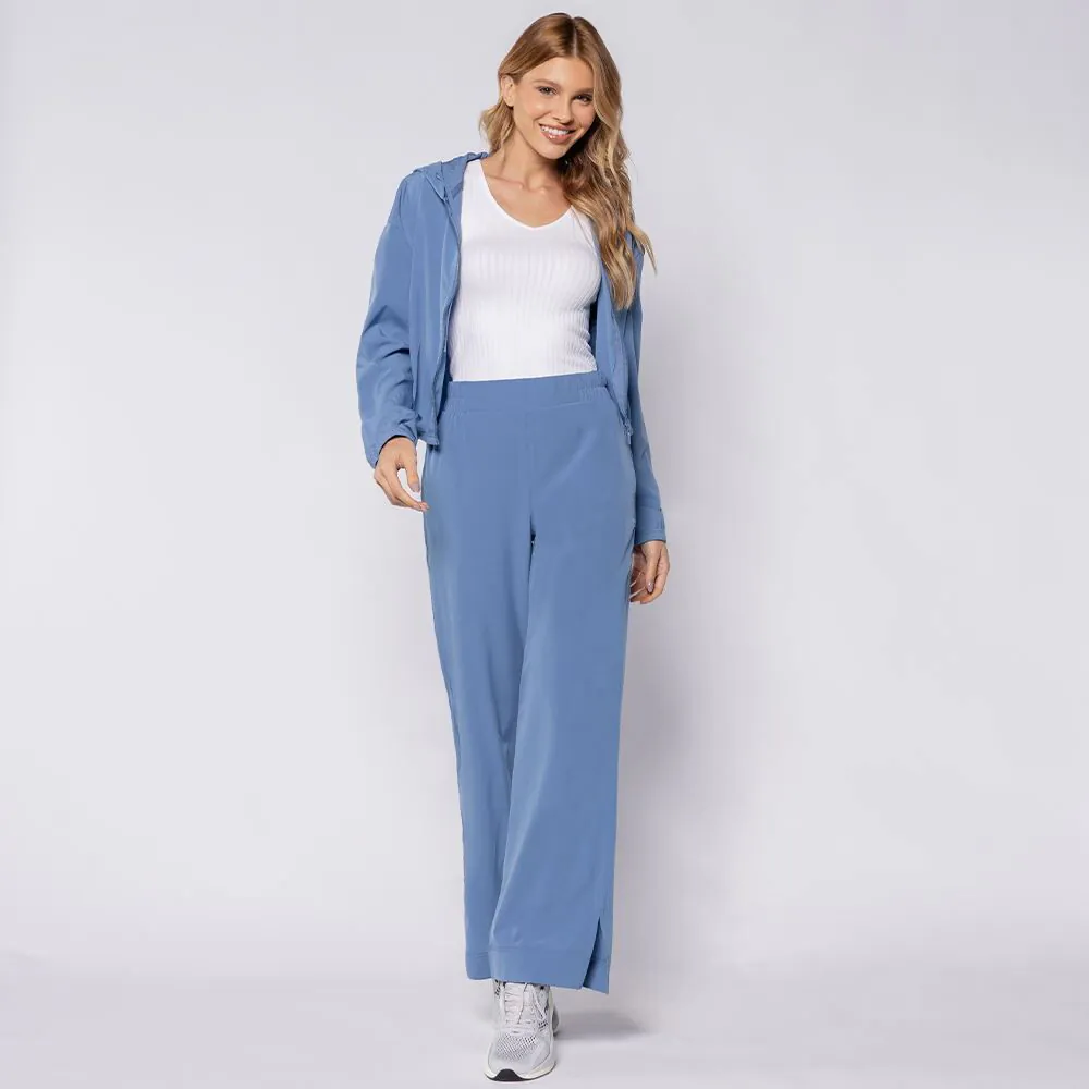 Calça Feminina Esportiva Wide Leg em Tactel Scream Azul