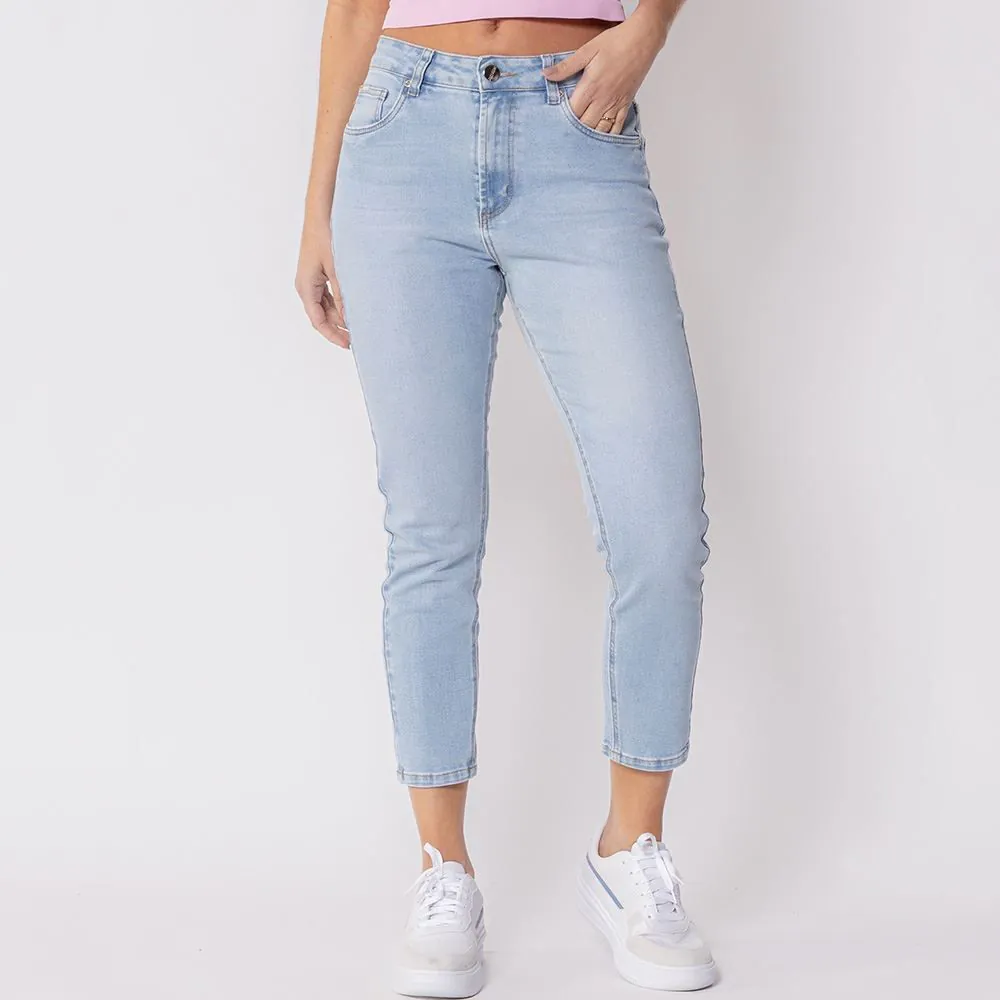 Calça Feminina Jeans Cigarrete Patricia Foster Azul Claro