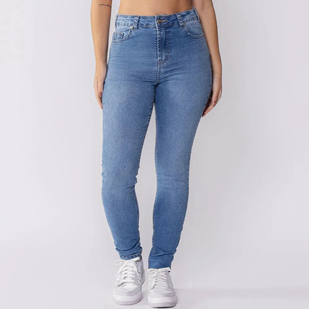 Calça Feminina Jeans Skinny Básica Patricia Foster Azul Claro