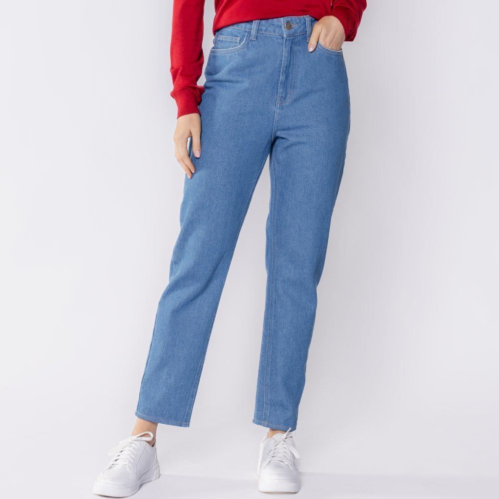 Calça Feminina Mom Jeans Patricia Foster Azul Claro