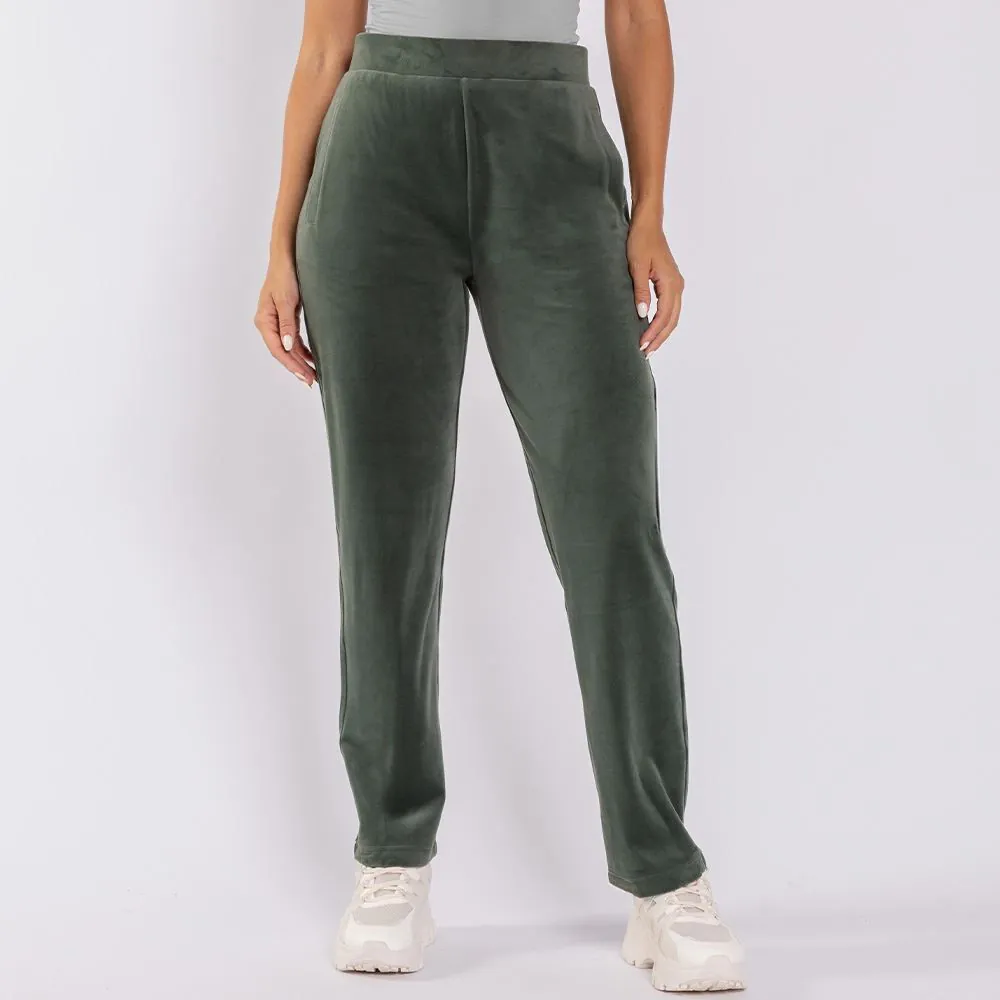Calça Feminina Esportiva Reta em Plush Scream Verde Oliva