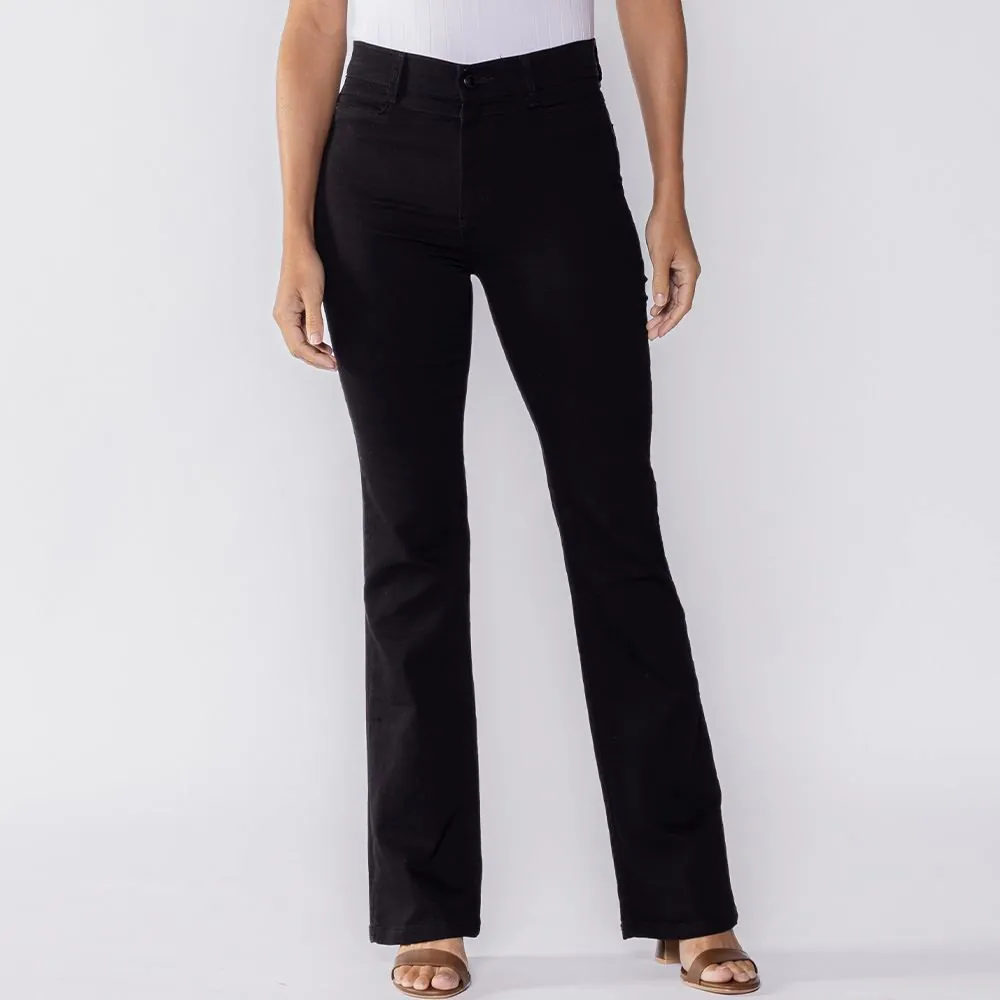 Calça Feminina Sarja Boot Cut Sawary Preto