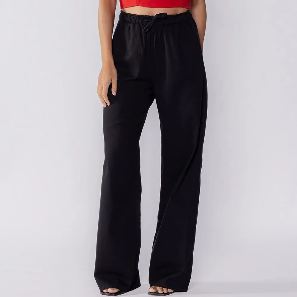 Calça Feminina Wide Leg Estilo Pijama Boby Blues Preto