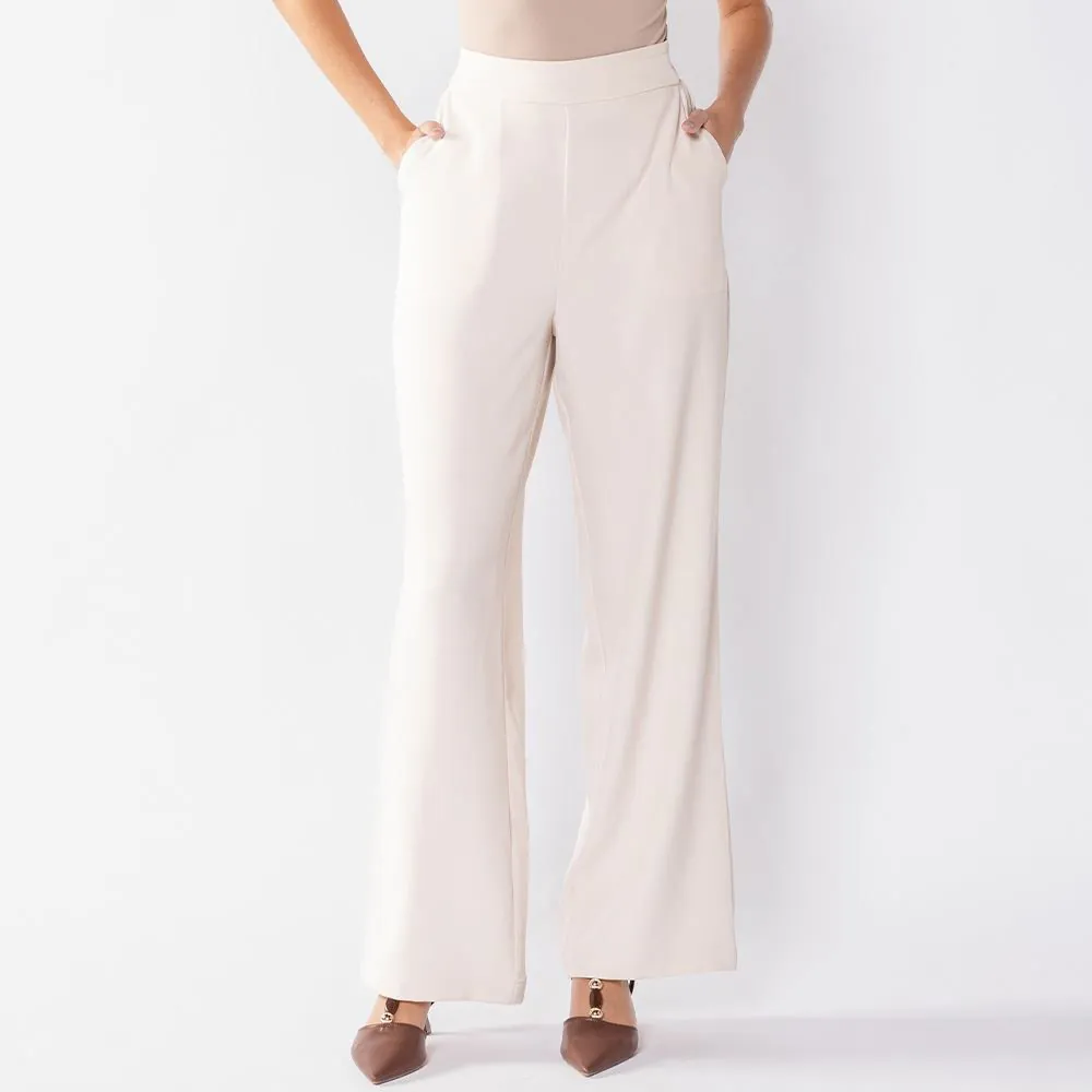 Calça Feminina Wide Leg Patricia Foster Bege
