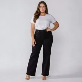 Calça Feminina Wide Leg Plus Size em Sarja Patricia Foster Mais Marrom