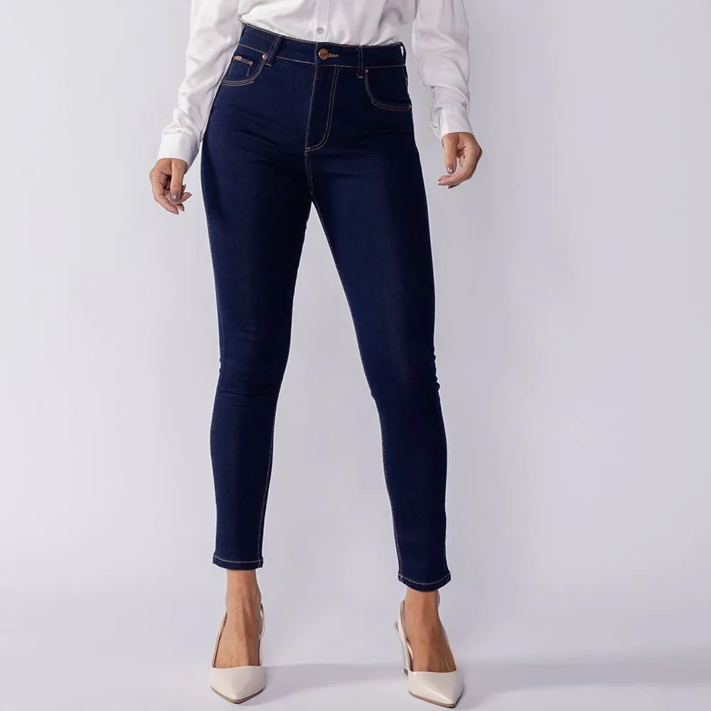 Calça Jeans Feminina Cigarrete Patricia Foster Azul Escuro