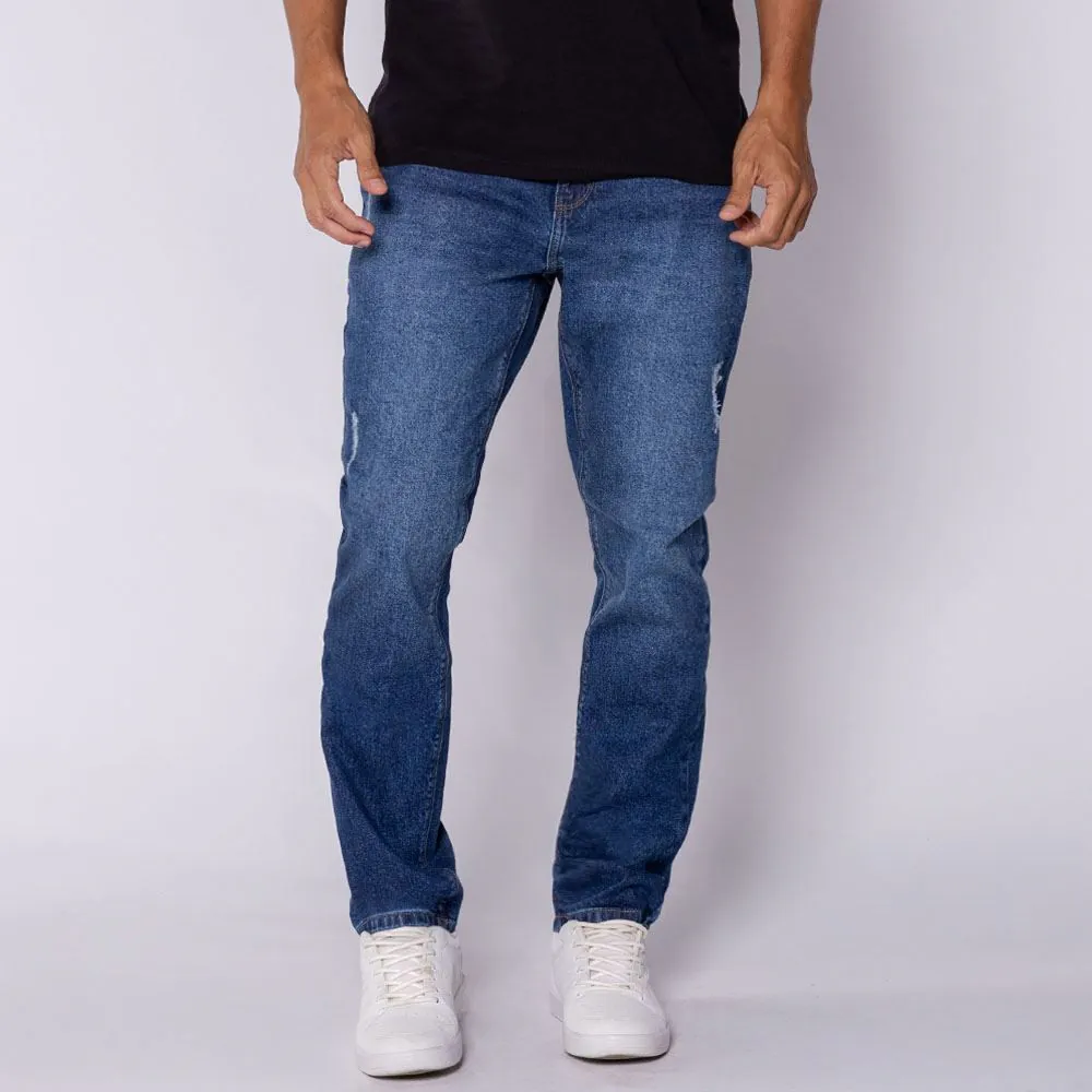 Calça Jeans Skinny Destroyed Masculina Thing Azul Escuro