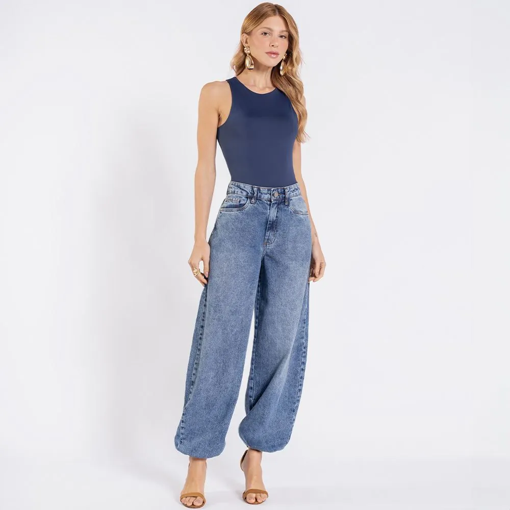 Calça Jeans Feminina Aladim Boby Blues Azul Medio