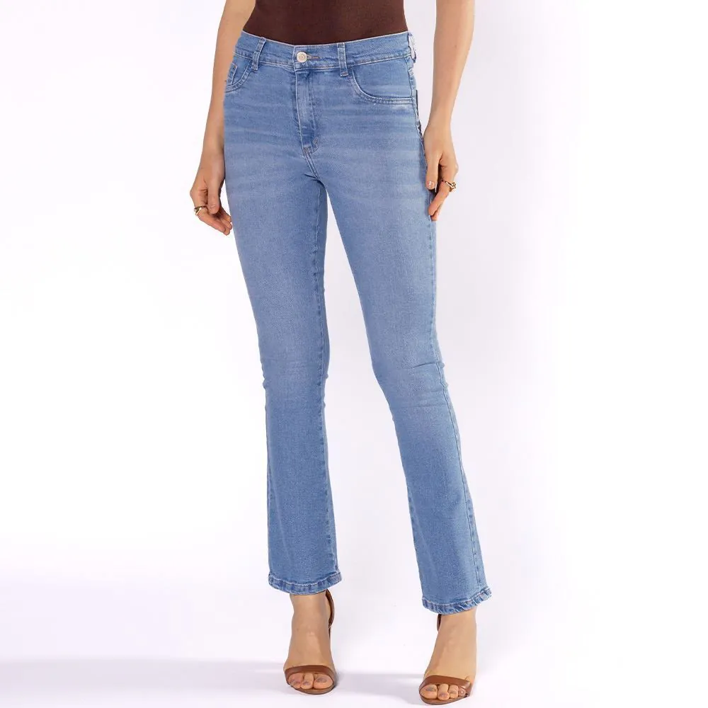 Calça Jeans Feminina Boot Cut Sawary Azul Claro