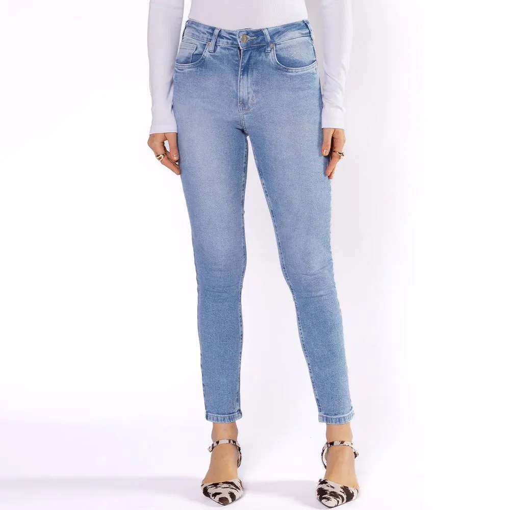 Calça Jeans Feminina Cigarrete Patricia Foster Azul Claro