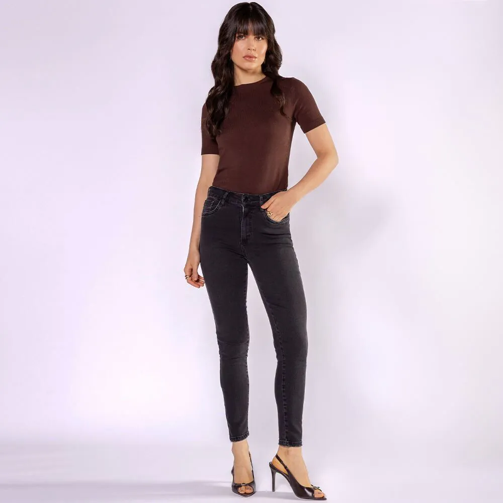 Calça Jeans Feminina Cigarrete Patricia Foster Preto