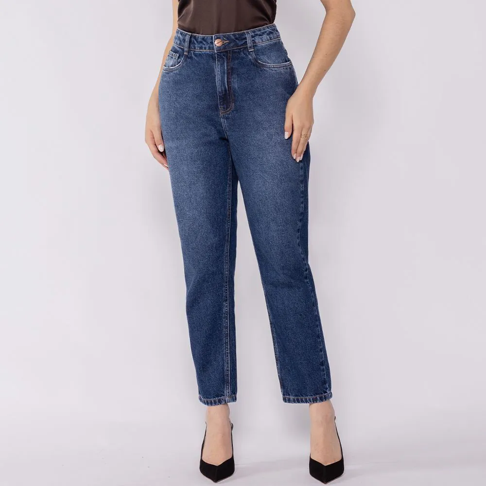 Calça Jeans Feminina Mom Boby Blues Azul Medio