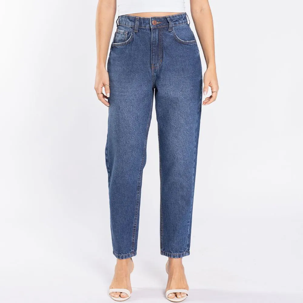 Calça Jeans Feminina Mom Patricia Foster Azul Escuro