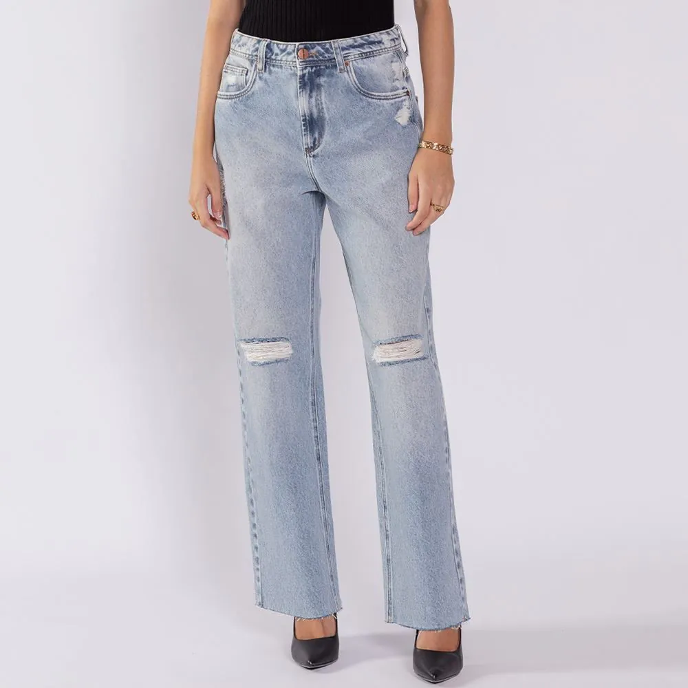 Calça Jeans Feminina Reta Boby Blues Azul Claro
