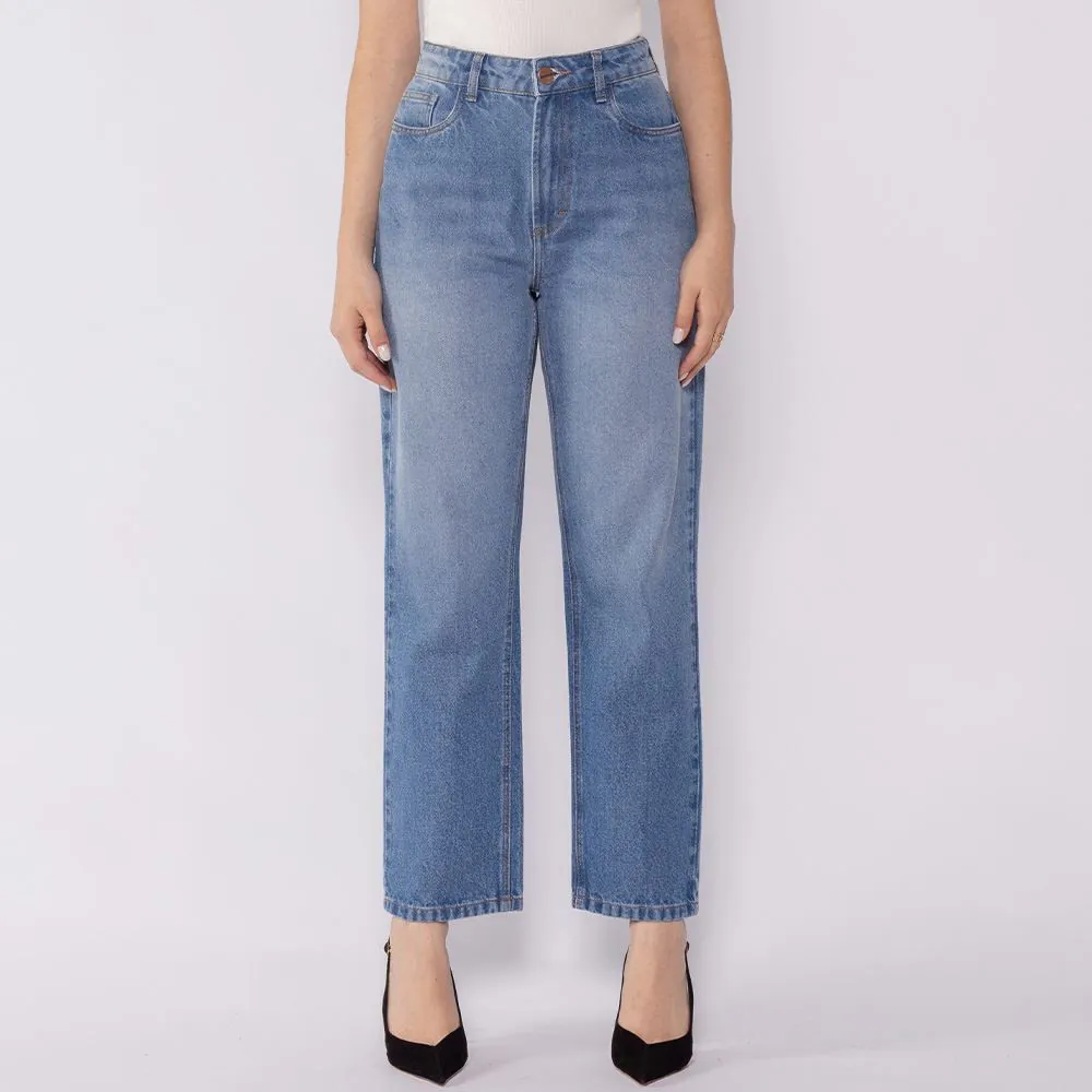 Calça Jeans Feminina Reta Patricia Foster Azul Claro