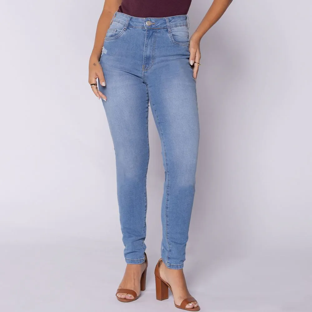 Calça Jeans Feminina Skinny Patricia Foster Azul Claro