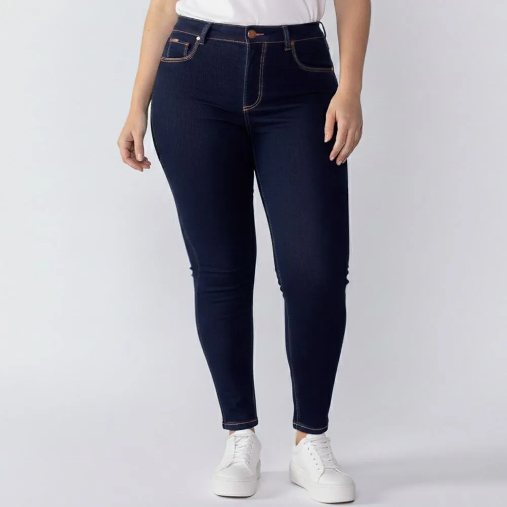 Calça Jeans Feminina Skinny Plus Size Patricia Foster Mais Amaciado