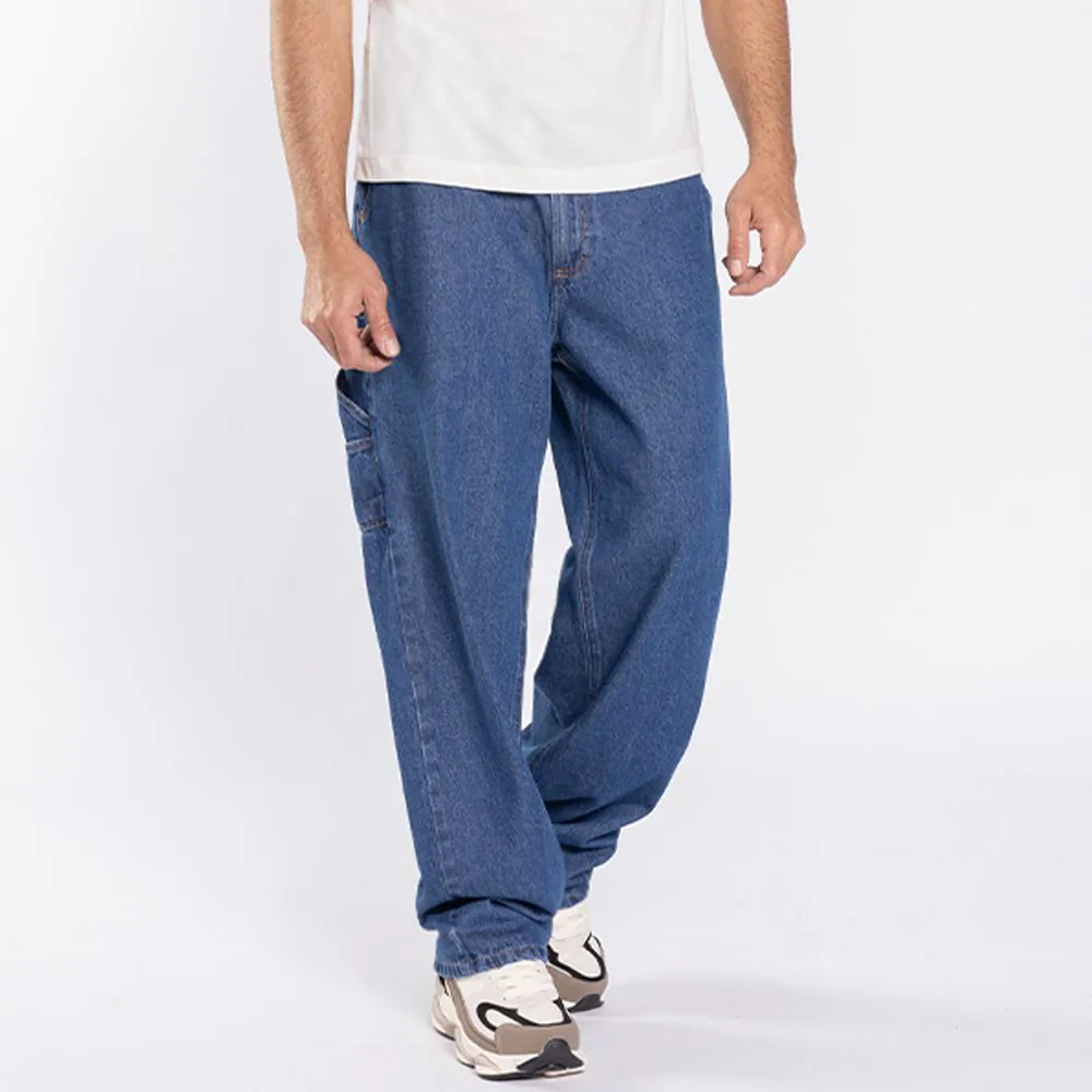 Calça Jeans Masculina Baggy Carpinteiro Thing Azul Escuro