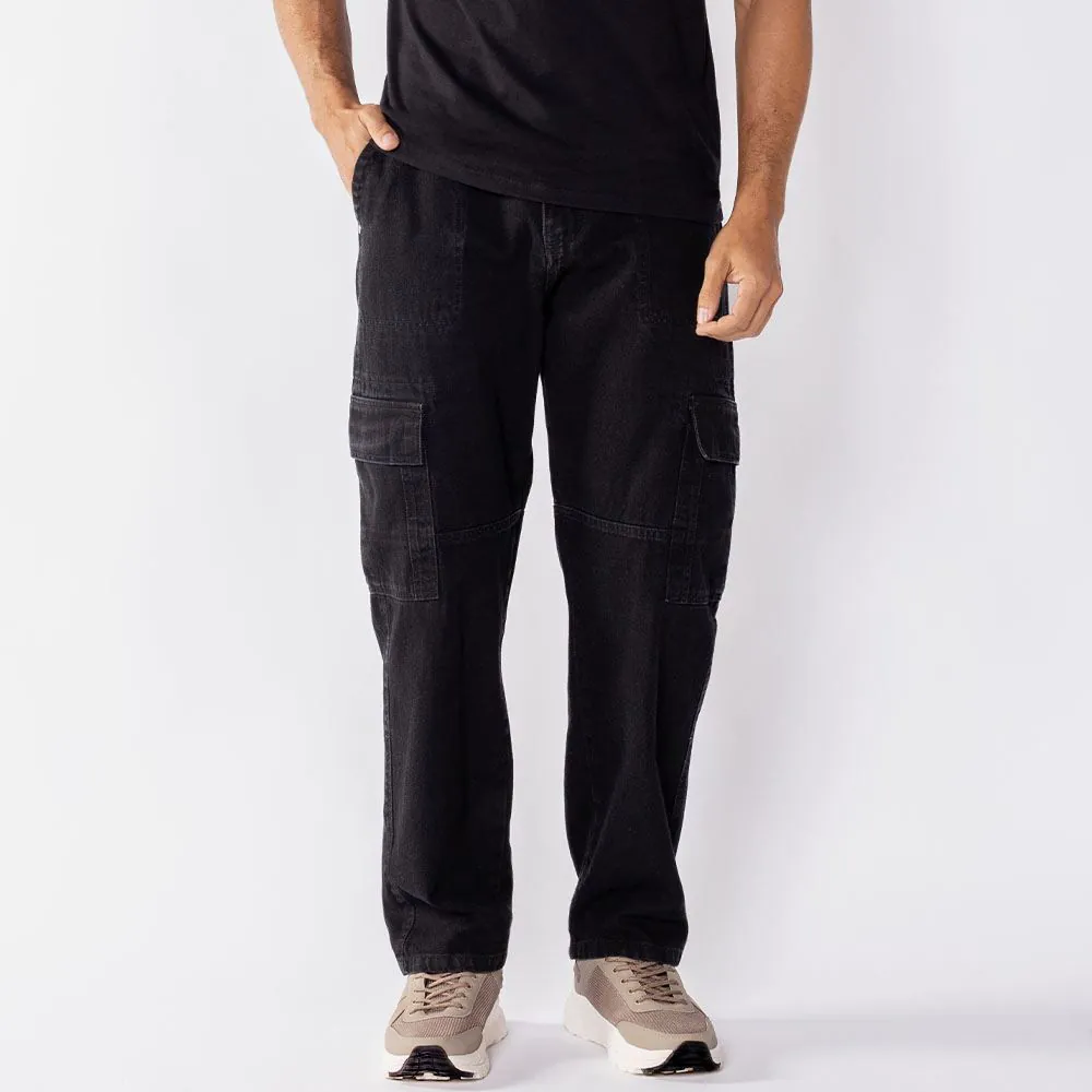 Calça Jeans Masculina Cargo Rock & Soda Preto