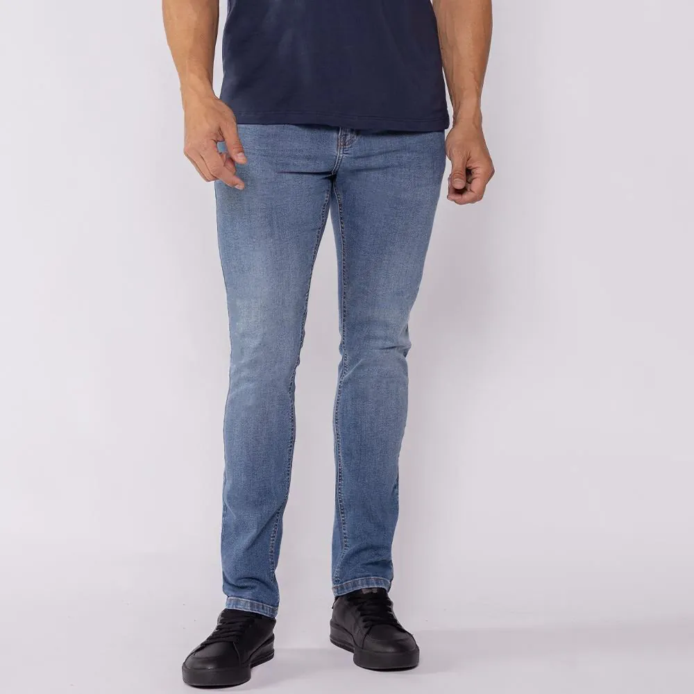 Calça Jeans Masculina Slim Marc Alain Azul Medio