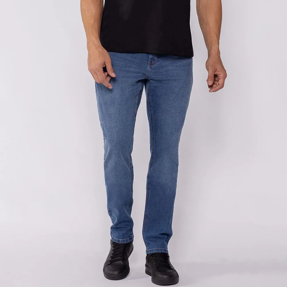 Calça Jeans Masculina Slim Marc Alain Azul Medio