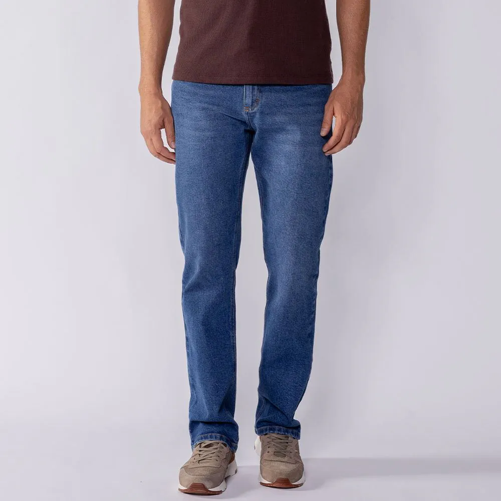 Calça Jeans Masculina Tradicional Marc Alain Azul Medio