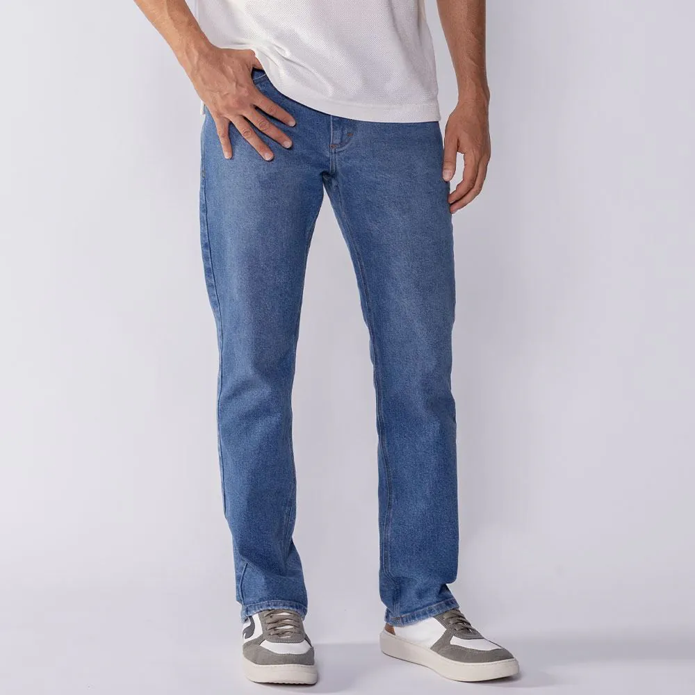 Calça Jeans Masculina Tradicional Marc Alain Azul Medio