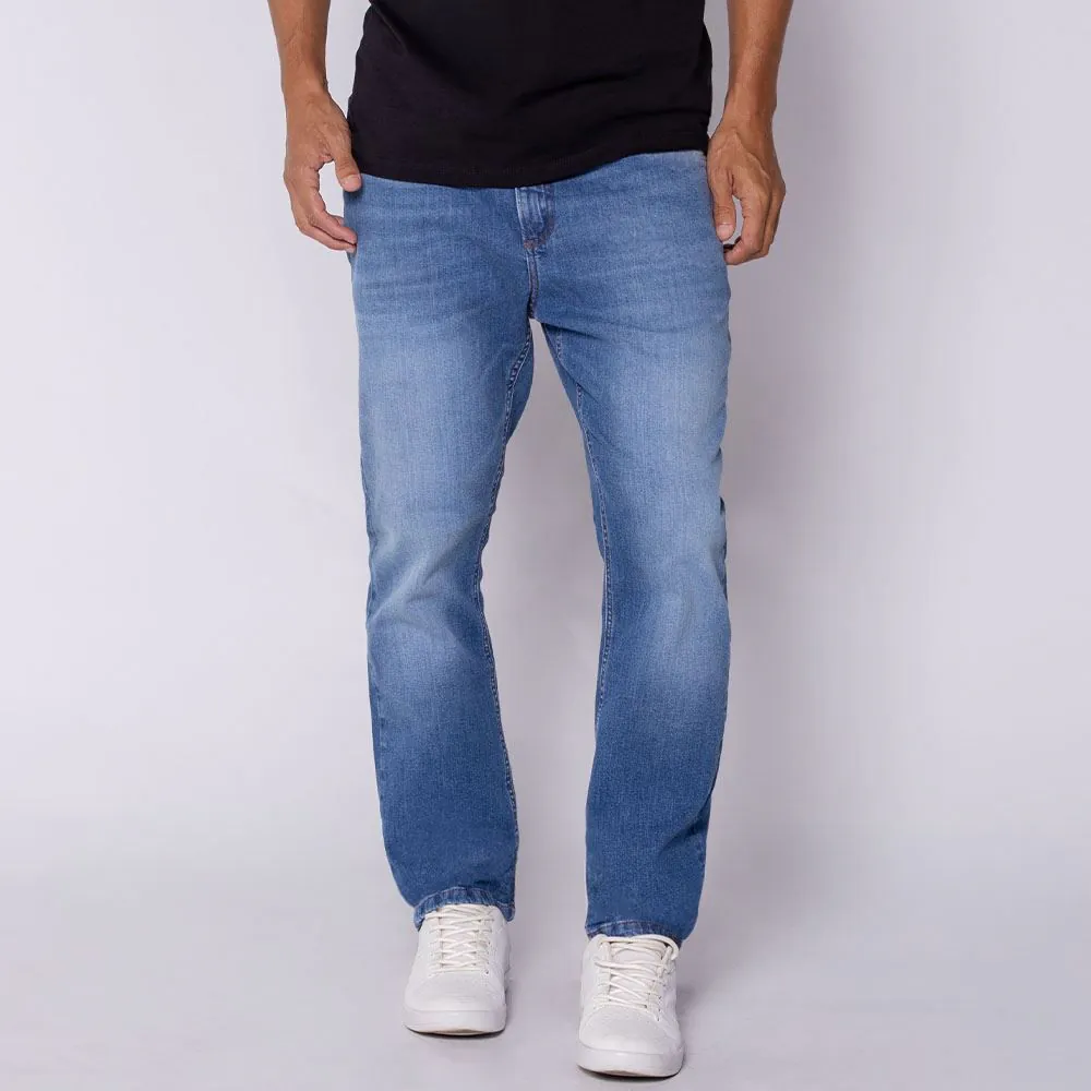 Calça Jeans Masculina Tradicional Marc Alain Azul Medio