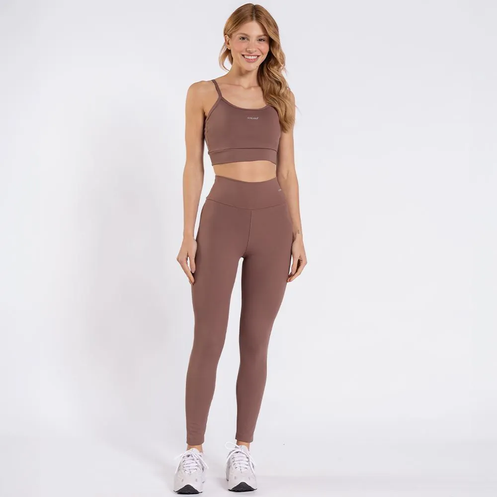 Calça Legging Feminina Básica Scream Marrom Cacau