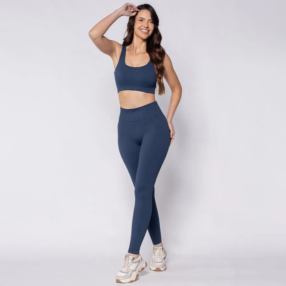 Calça Legging Feminina Sem Costura Scream Azul Marinho