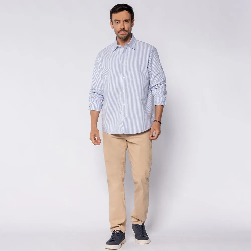 Calça Masculina em Sarja Slim Marc Alain Bege