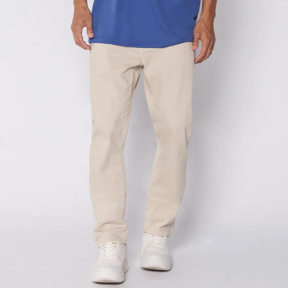 Calça Masculina Five Pocket em Sarja Marc Alain Bege