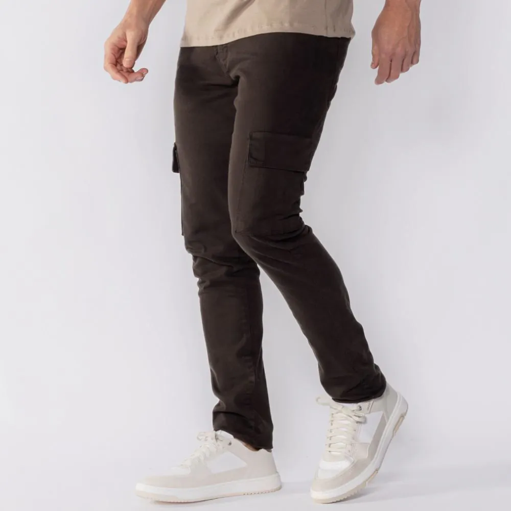 Calça Masculina Skinny com Bolso Cargo Zune Verde Militar