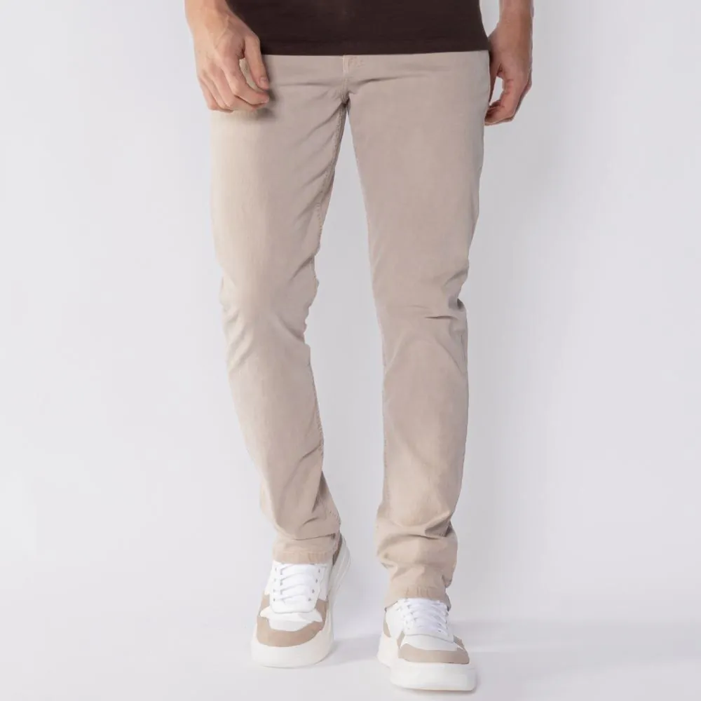Calça Masculina Slim Estonada de Sarja Thing Caqui