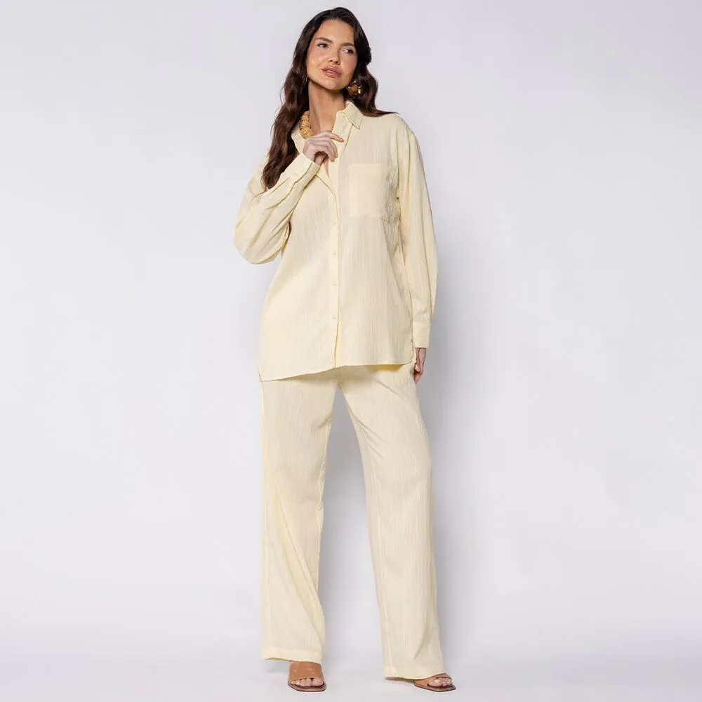 Calça Pantalona Estilo Pijama Boby Blues Amarelo Brie