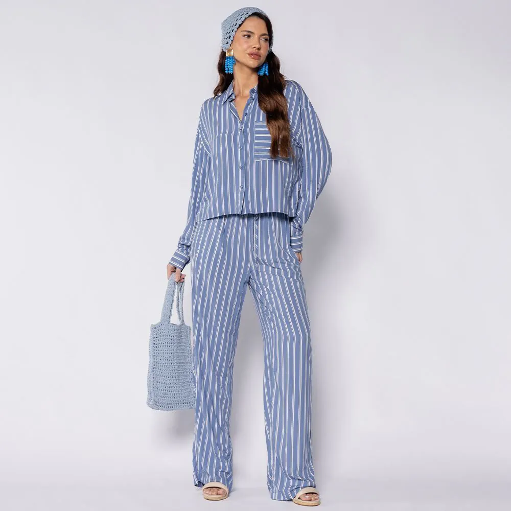 Calça Pantalona Estilo Pijama Boby Blues Infinito/Off