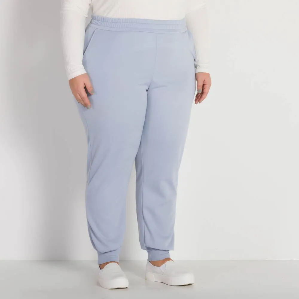 Calça Plus Size Moletom com Felpa Patricia Foster Mais Azul