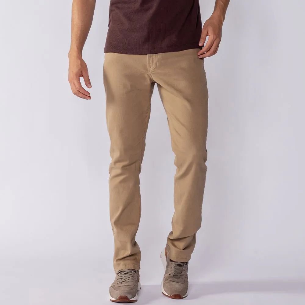 Calça Masculina Slim de Sarja Marc Alain Caqui