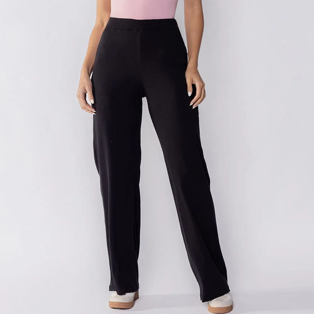 Calça Wide Leg Feminina em Ribana Boby Blues Preto