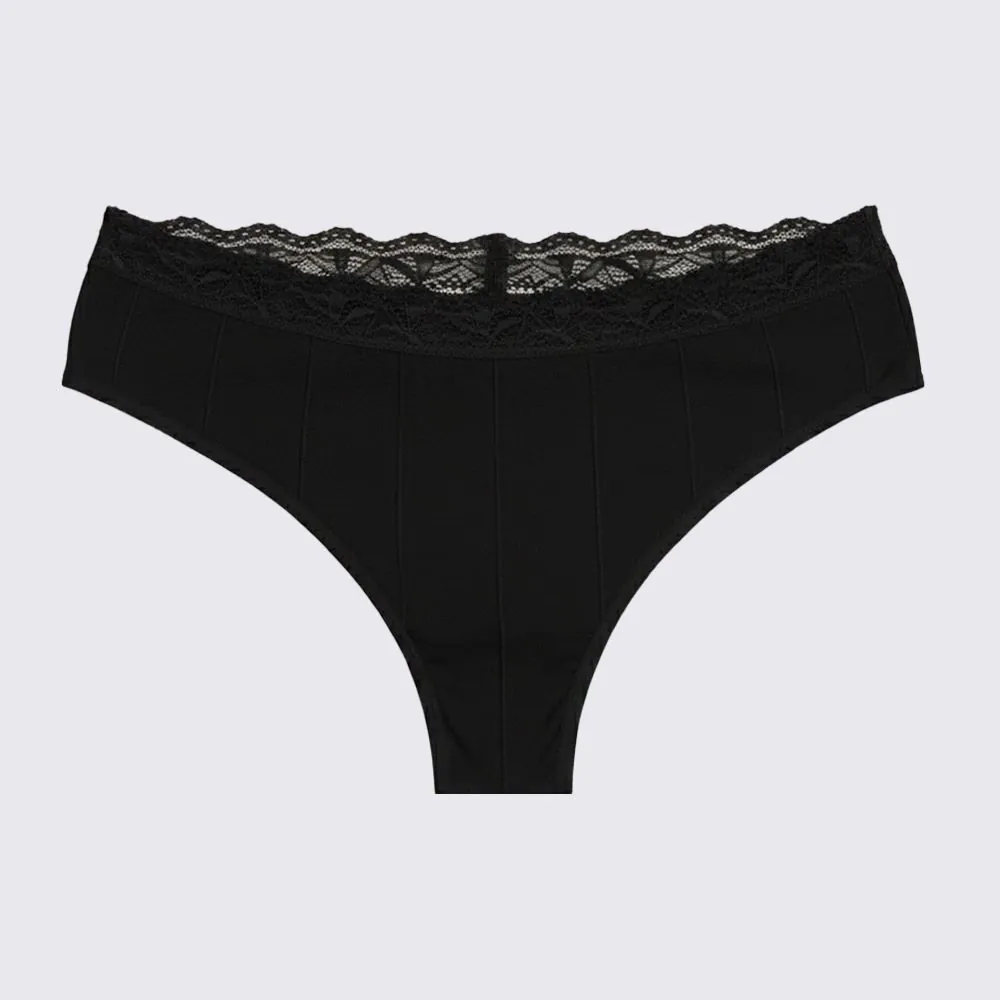 Calcinha Fio Dental de Poliamida Camila Moretti Preto
