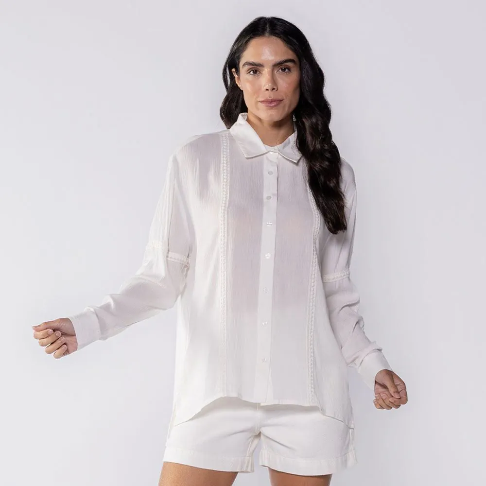 Camisa Feminina com Detalhe Patricia Foster Off White
