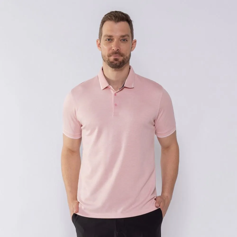 Camisa Polo Masculina de Algodão Marc Alain Rose/Off White