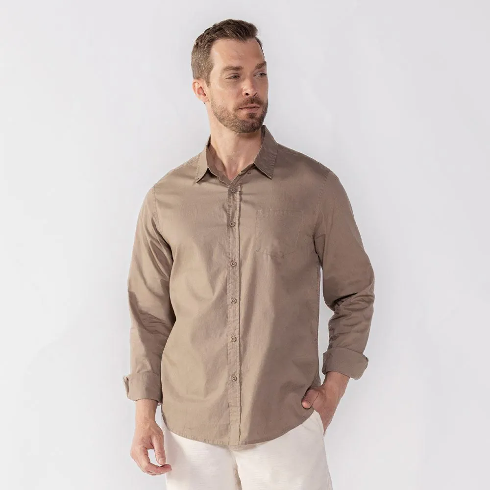 Camisa Masculina de Algodão Marc Alain Caqui