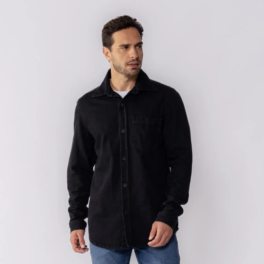 Camisa Masculina Jeans Black Marc Alain Preto
